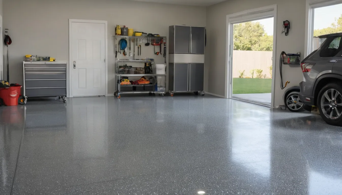 Homeowner and a local provider looking over a freshly coated epoxy garage floor in the Boston area